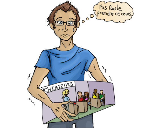 Un jeune homme qui tients une classe entière dans ses bras.